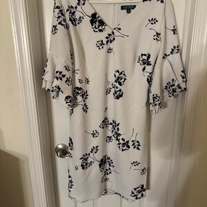 Ralph Lauren White and Black Floral Midi Dress